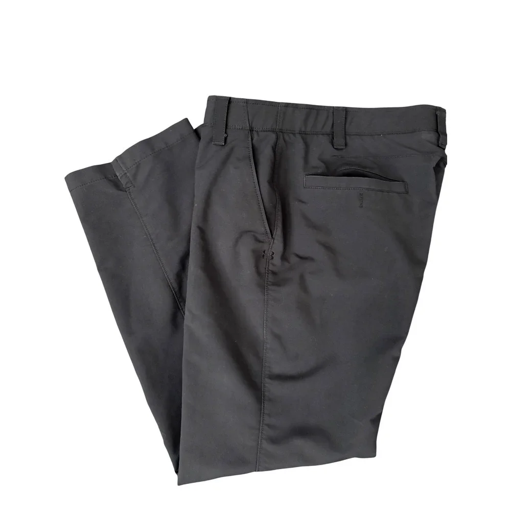 Under Armour Mens Black Golf Pants Performance Chino Trousers 34x30 fits Like 33